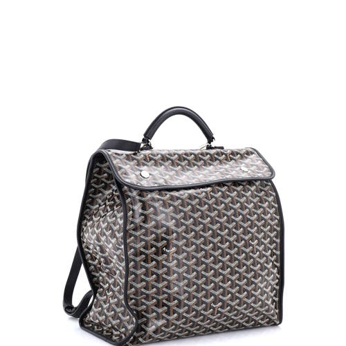 Pre-owned Goyard  Goyard Saint Leger Briefcase Backpack Coated Canvas In Black