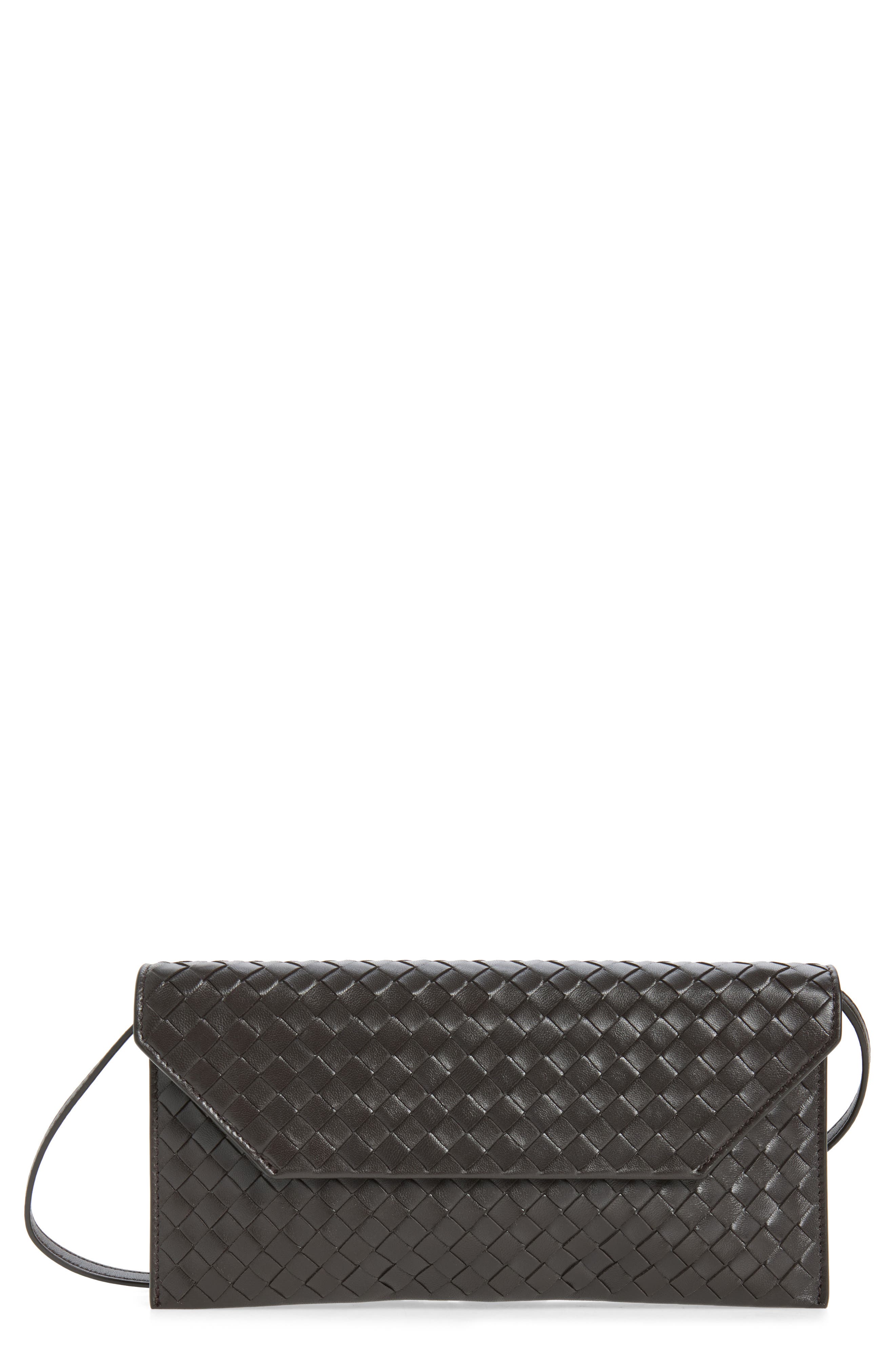 Portafoglio Leather Handbag, Main, color, 2094 ESPRESSO-BRASS