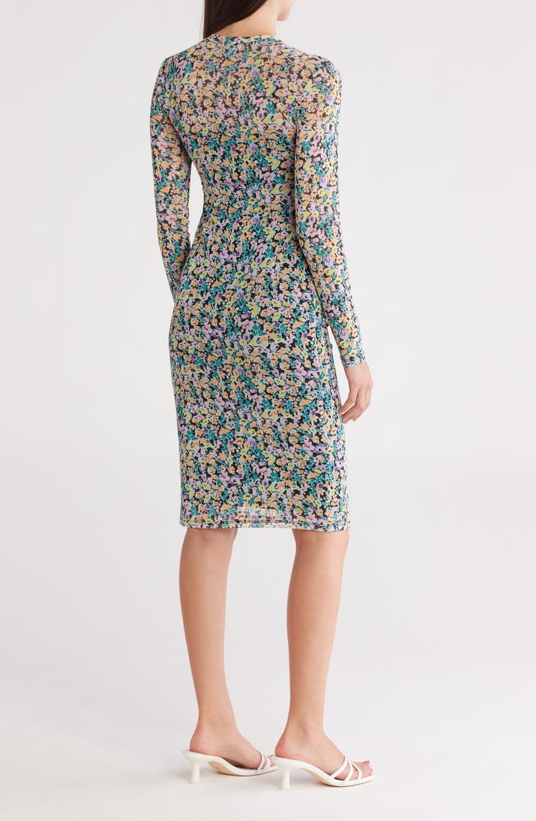 AFRM LOS ANGELES Loah Long Sleeve Mesh Midi Dress, Alternate, color, Dense Ditsy