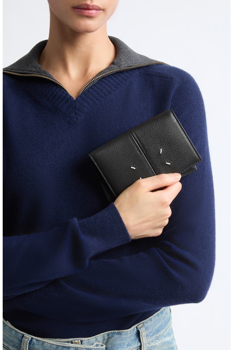 Grained Leather Passport Holder, Alternate, color, BLACK