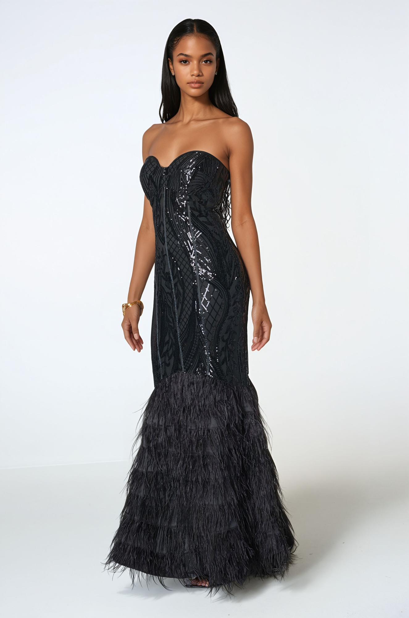 Sequin Feather Gown - image 2