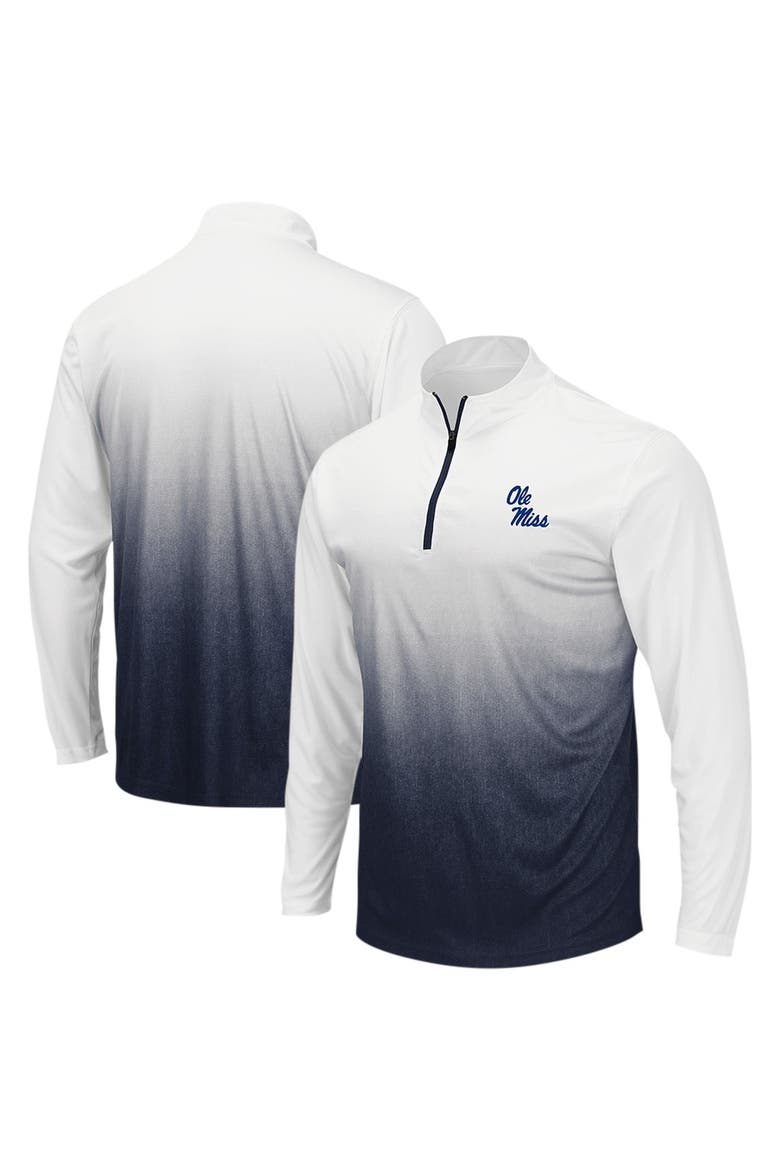 Men's Colosseum White/Black Ole Miss Rebels Magic Ombre Long Sleeve Quarter-Zip Top, Main, color, White