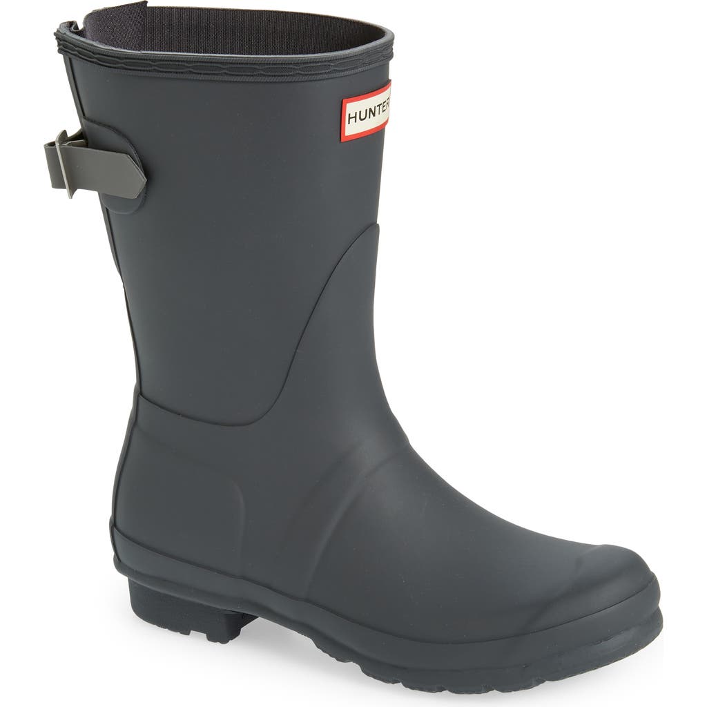 Hunter Original Short Back Adjustable Rain Boot In Silver