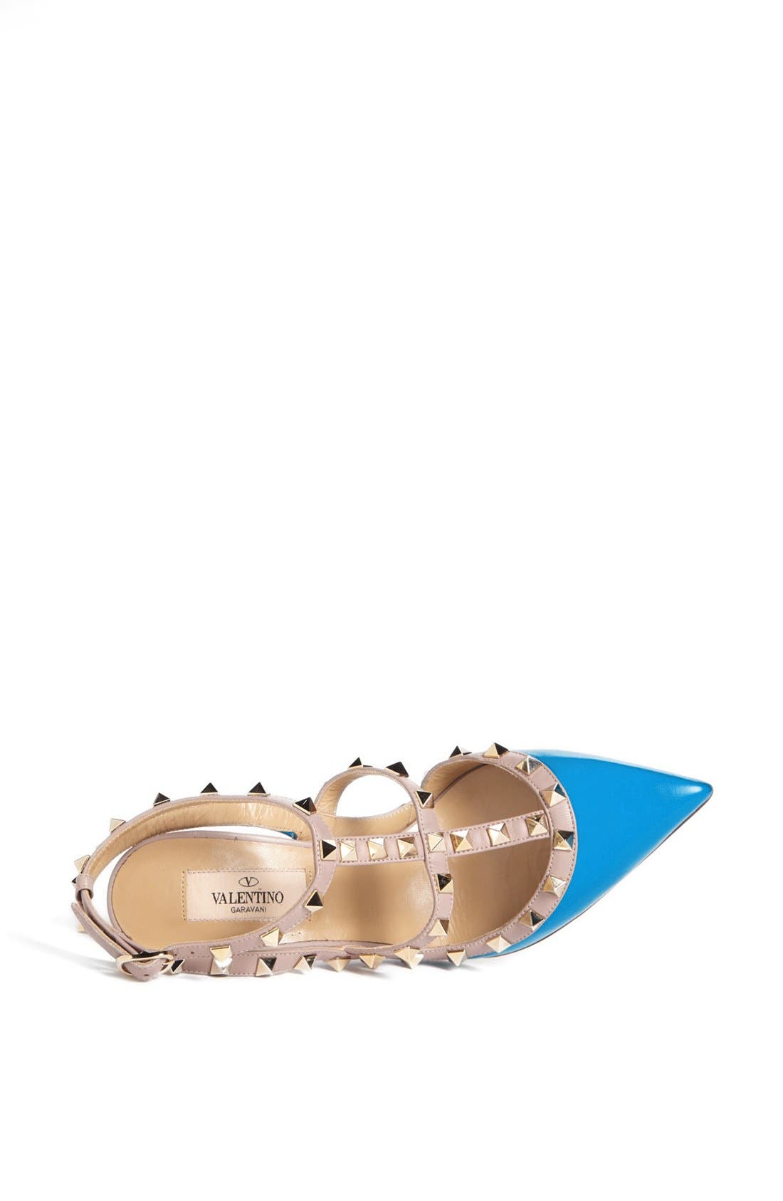Valentino 'Rockstud' T-Strap Pump, Alternate, color, BLUE