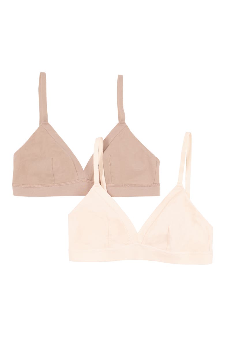 Assorted 2-Pack Stretch Cotton Bralettes, Alternate, color, BALLET