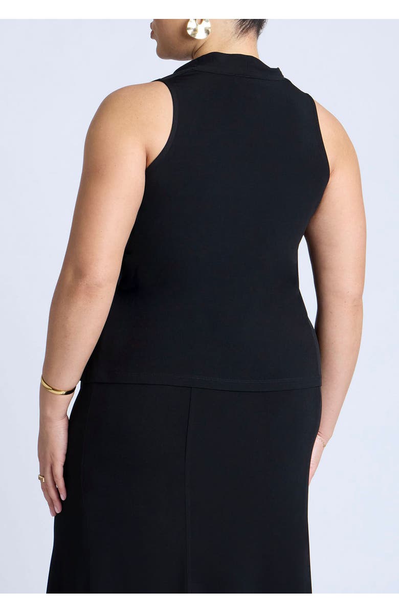 ELOQUII Cowl Halter Top, Alternate, color, Black Onyx