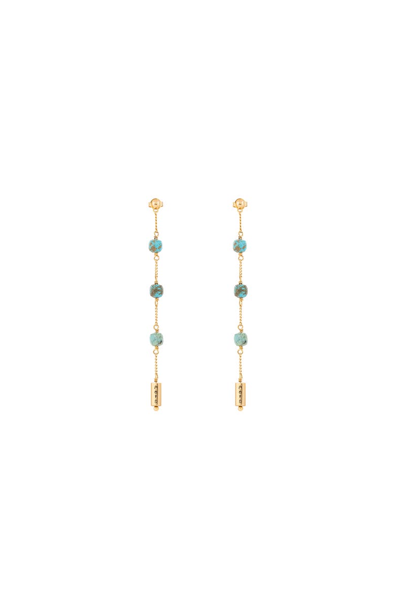 Women's Turquoise Mantra Gold Plated Drop Earrings - Serene Intentions, Main, color, Turquoise