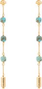 Karma and Luck Women's Turquoise Mantra Gold Plated Drop Earrings - Serene Intentions