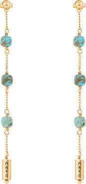 Karma and Luck Women's Turquoise Mantra Gold Plated Drop Earrings - Serene Intentions