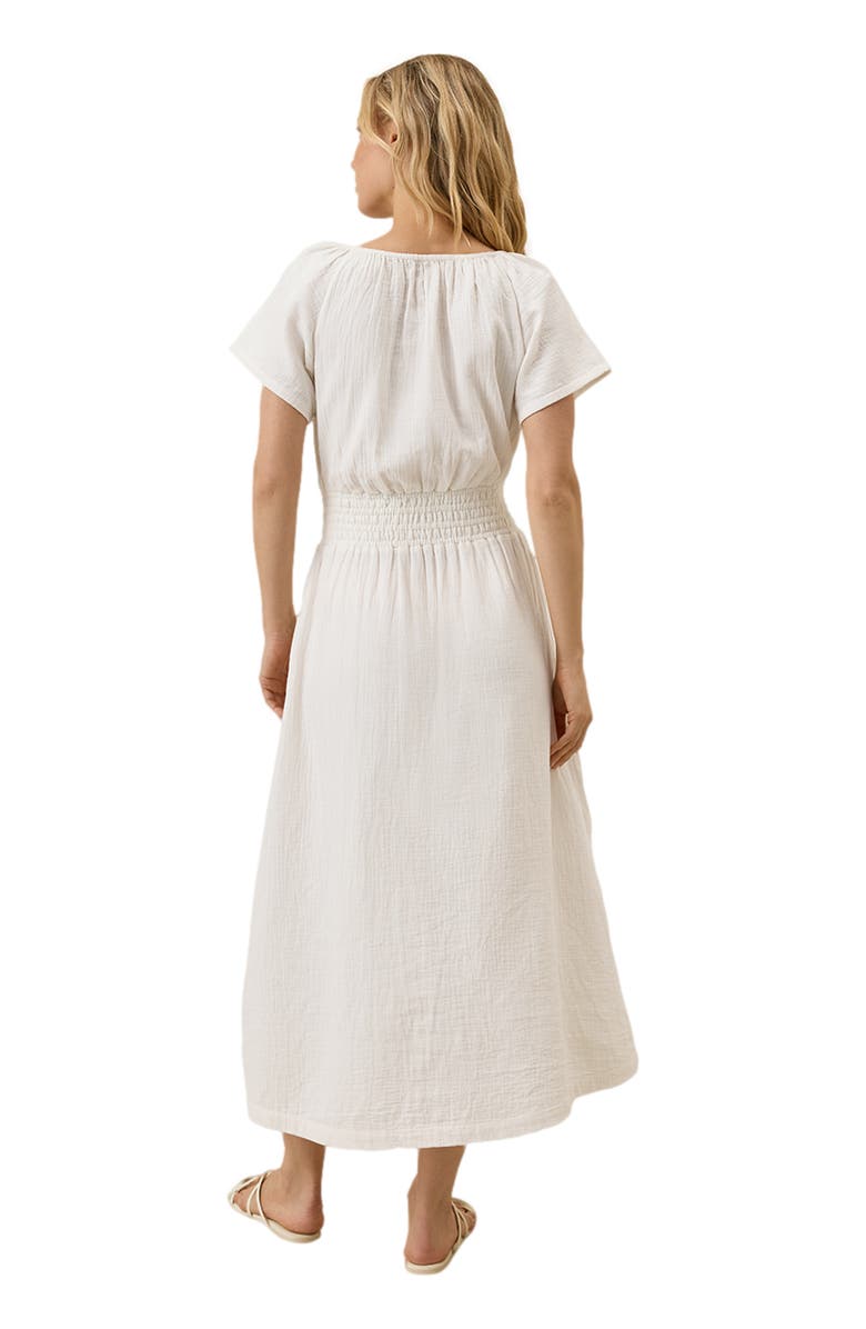 Pact Organic Cotton Coastal Double Gauze Boho Midi Dress, Alternate, color, Sea Salt