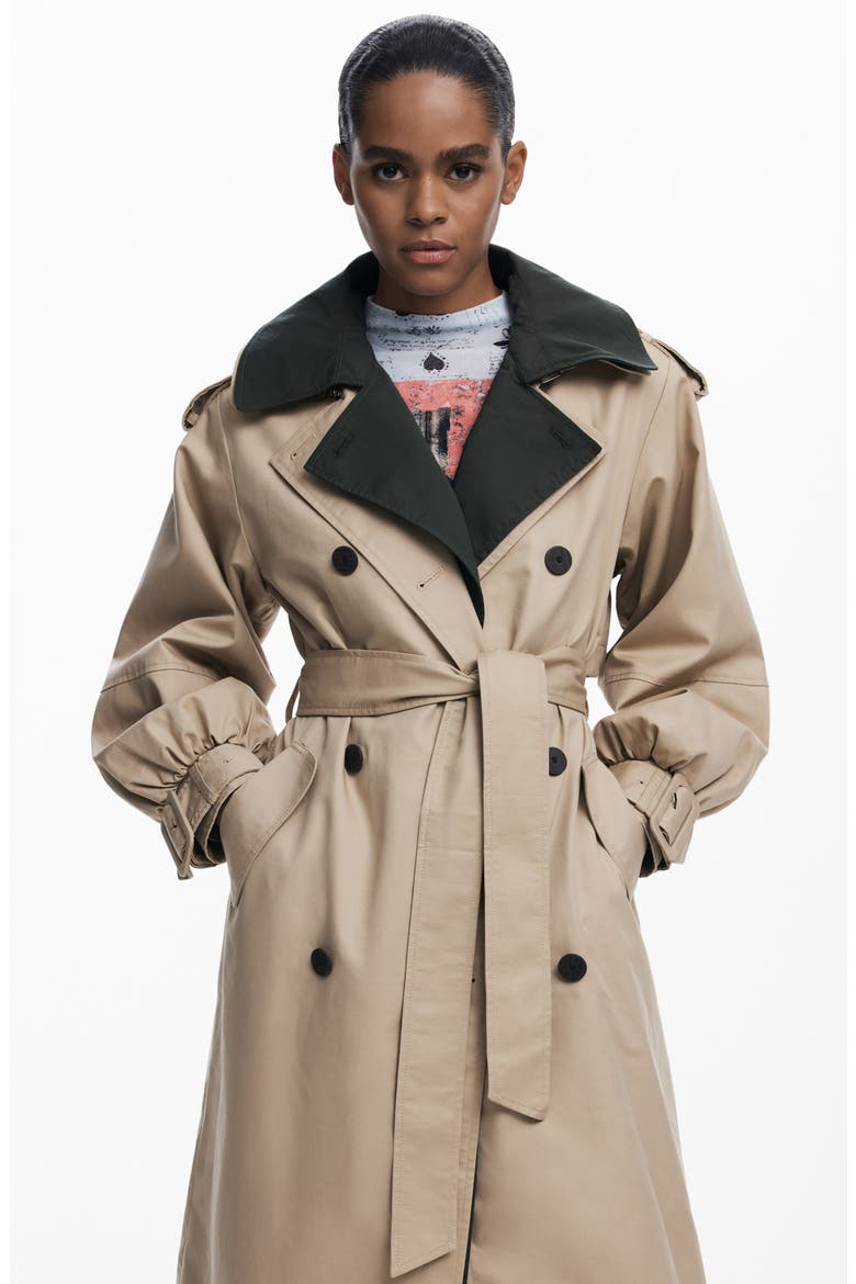 Double Lapel Trench Coat, Alternate, color, BEIGE
