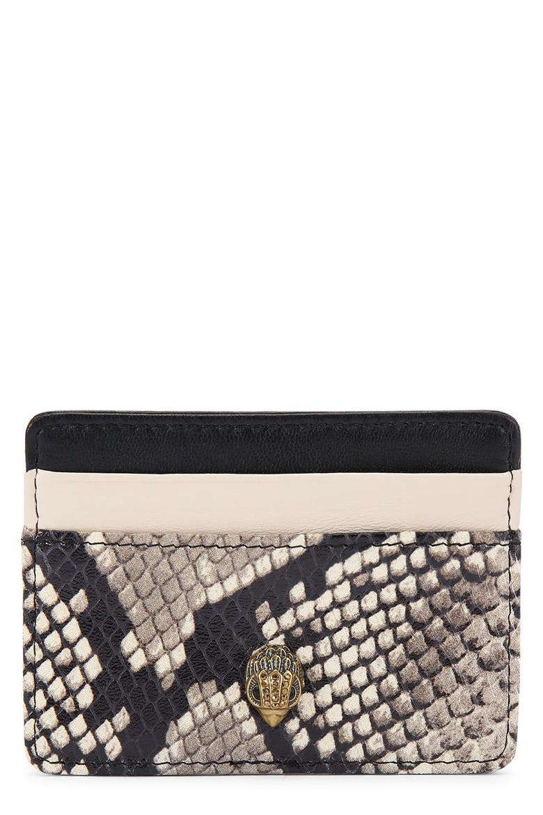 Kensington Leather Card Holder, Main, color, BEIGE MULTI