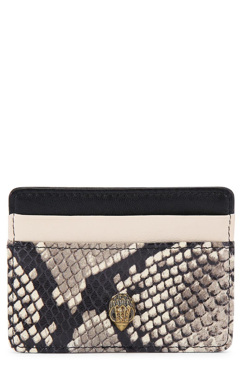 Kurt Geiger London Kensington Leather Card Holder, Main, color, Beige Multi