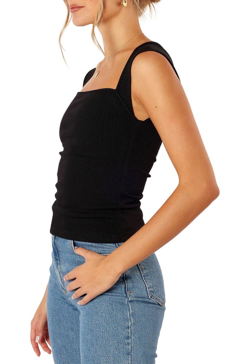 Clara Square Neck Sleeveless Knit Top, Alternate, color, BLACK