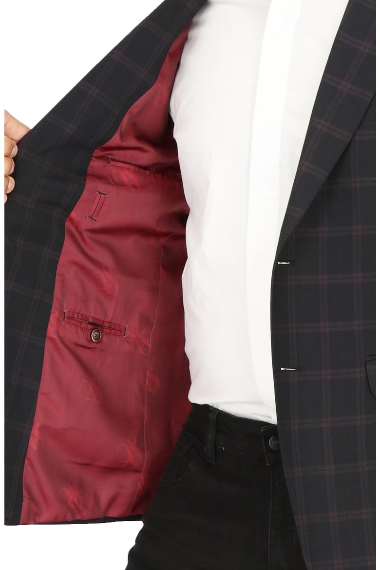Burgundy Windowpane Check Sport Coat, Alternate, color, BLACK BURGUNDY PLAID