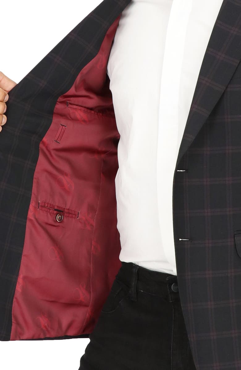 Scotch & Soda Burgundy Windowpane Check Sport Coat, Alternate, color, 