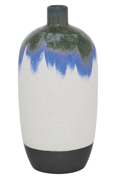 White Ceramic Handmade Vase with Dripping Effect