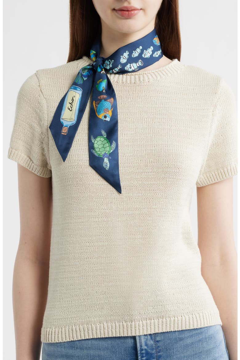 At Sea Silk Ribbon Scarf, Main, color, NAVY