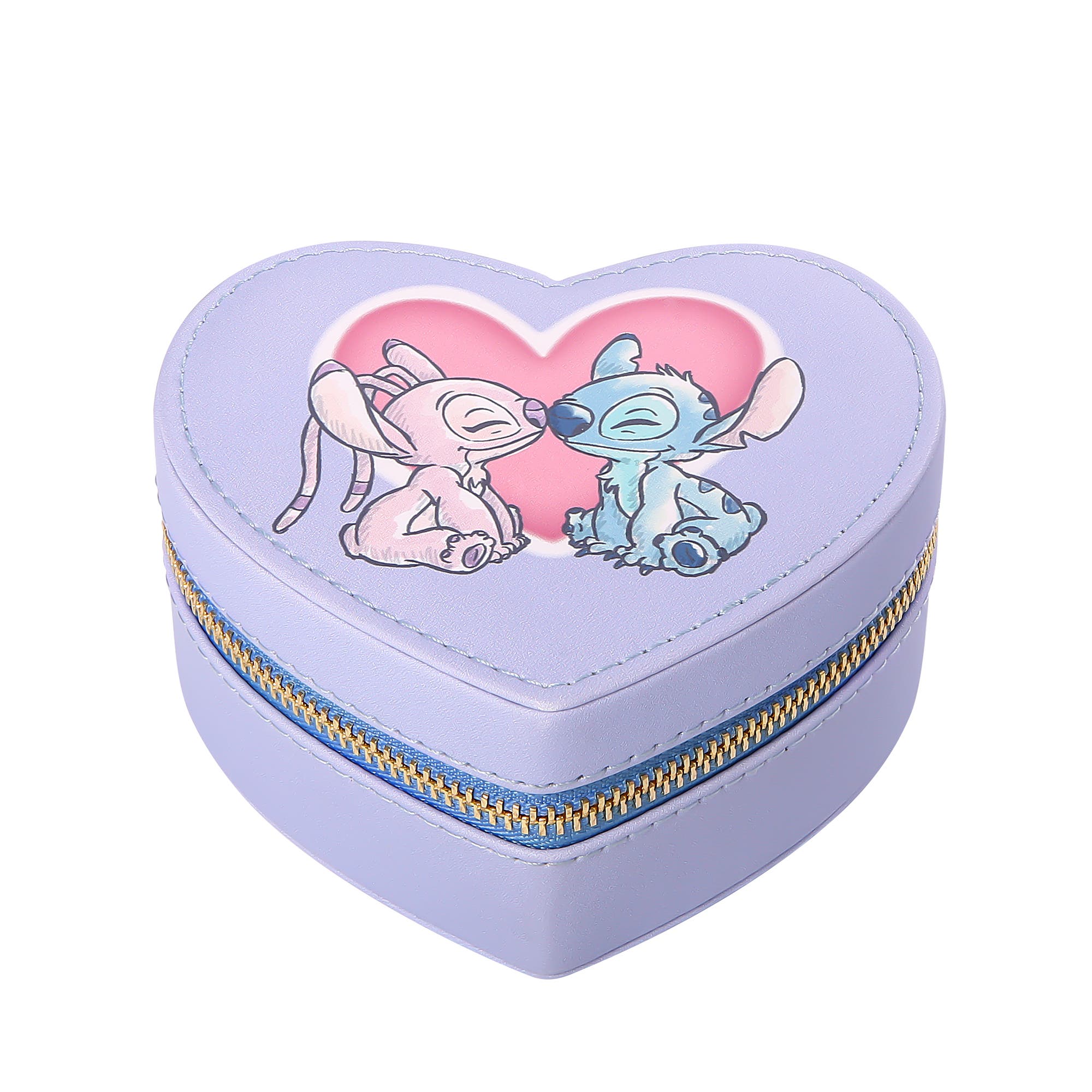 Disney Angel Zippered Heart Shaped Jewelry Travel Case, Alternate, color, Lavender