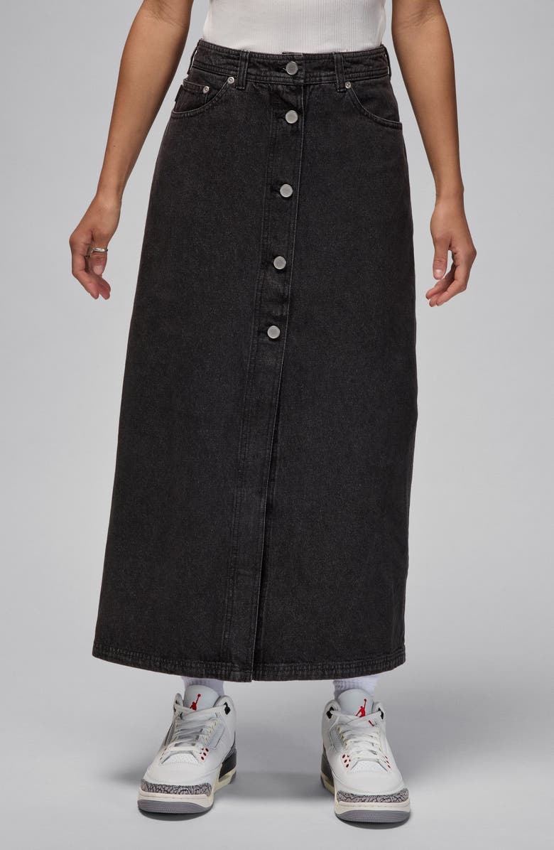 Jordan Air Jordan Denim Maxi Skirt, Main, color, Black