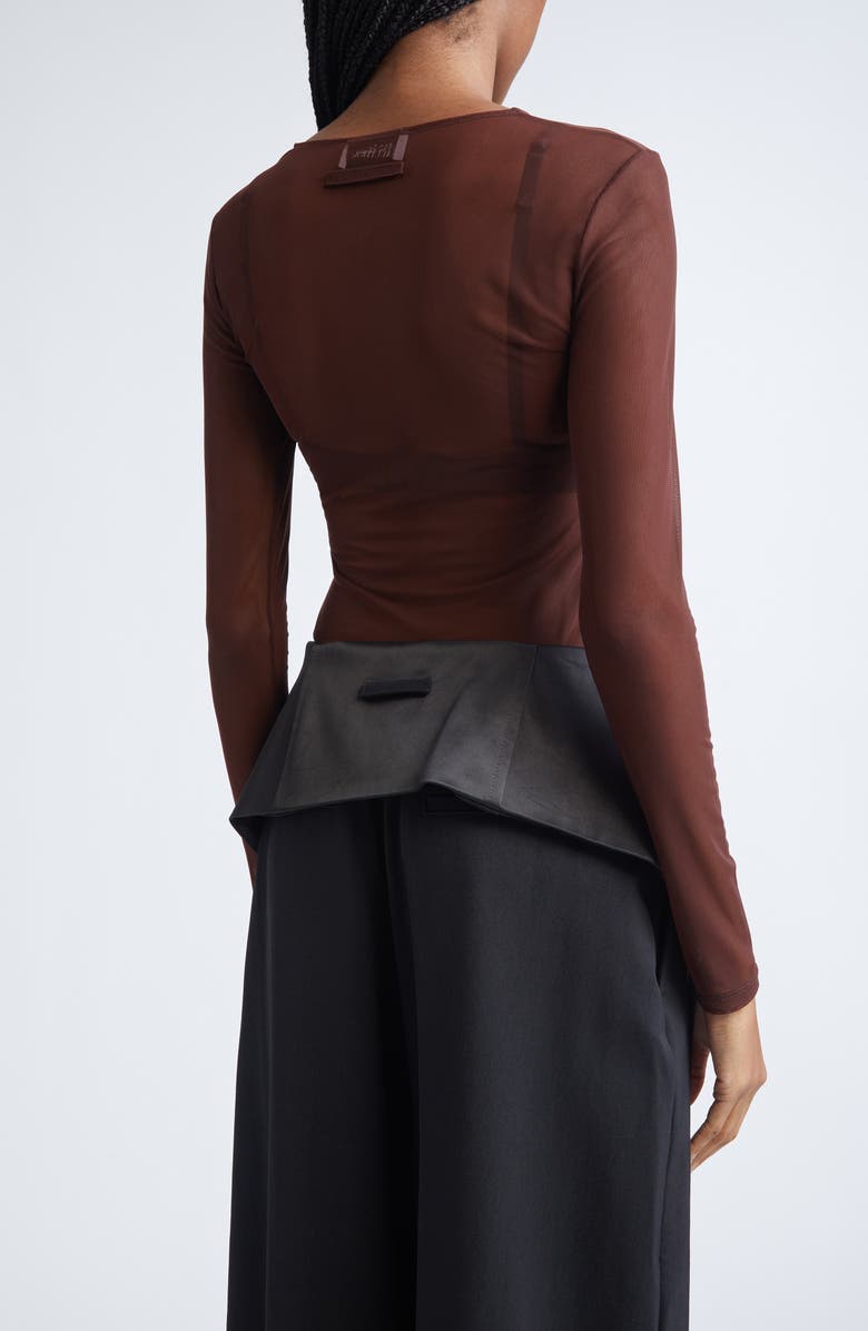 Jean Paul Gaultier Sequin Embellished Long Sleeve Mesh Top, Alternate, color, Burgundy