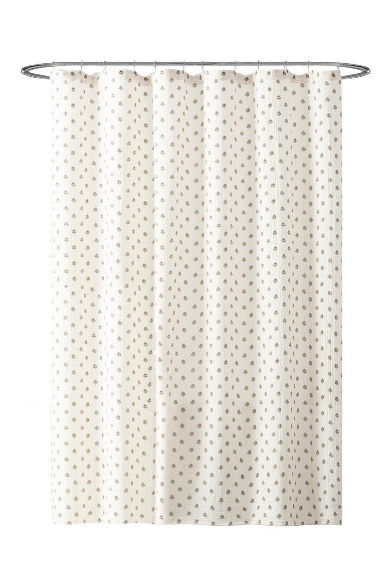 Block Print Gauze Shower Curtain, Main, color, MULTI