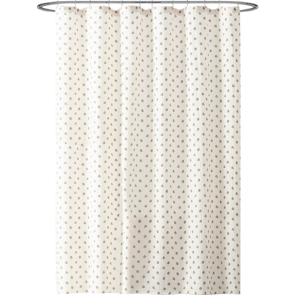 Peri Home Block Print Gauze Shower Curtain in Ivory Multi  product