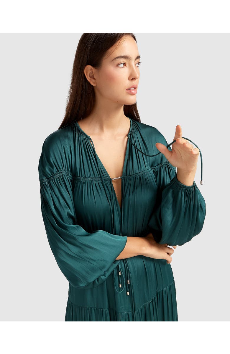 Belle & Bloom Window Seat Tiered Maxi Dress, Alternate, color, Dark Green