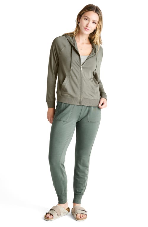 Splendid Supersoft Zip-up Hoodie In Soft Olive