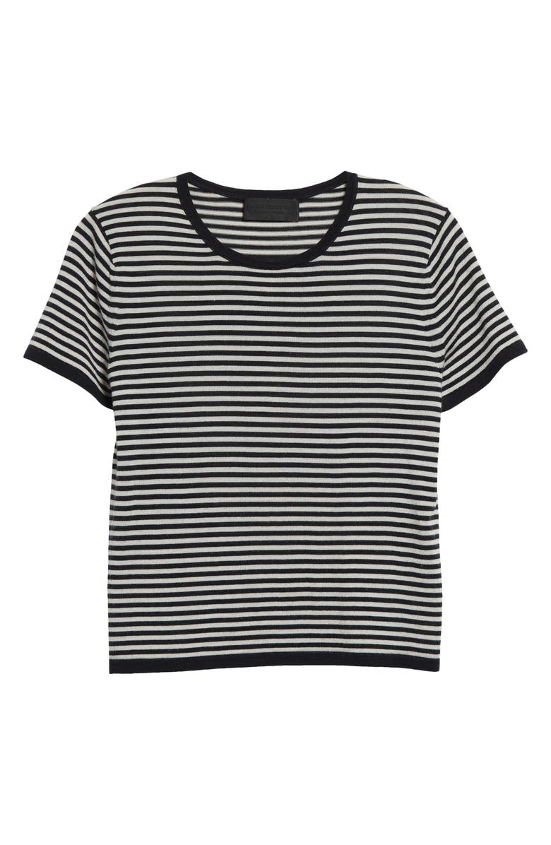 Nili Lotan Nadette Stripe Short Sleeve Merino Wool & Silk Sweater, Alternate, color, 