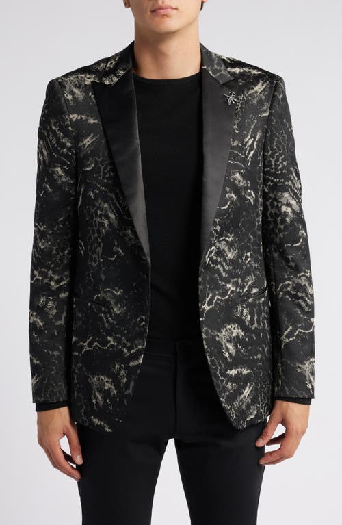 John Varvatos Patterned Peaked Lapel Dinner Jacket in Black Multi 