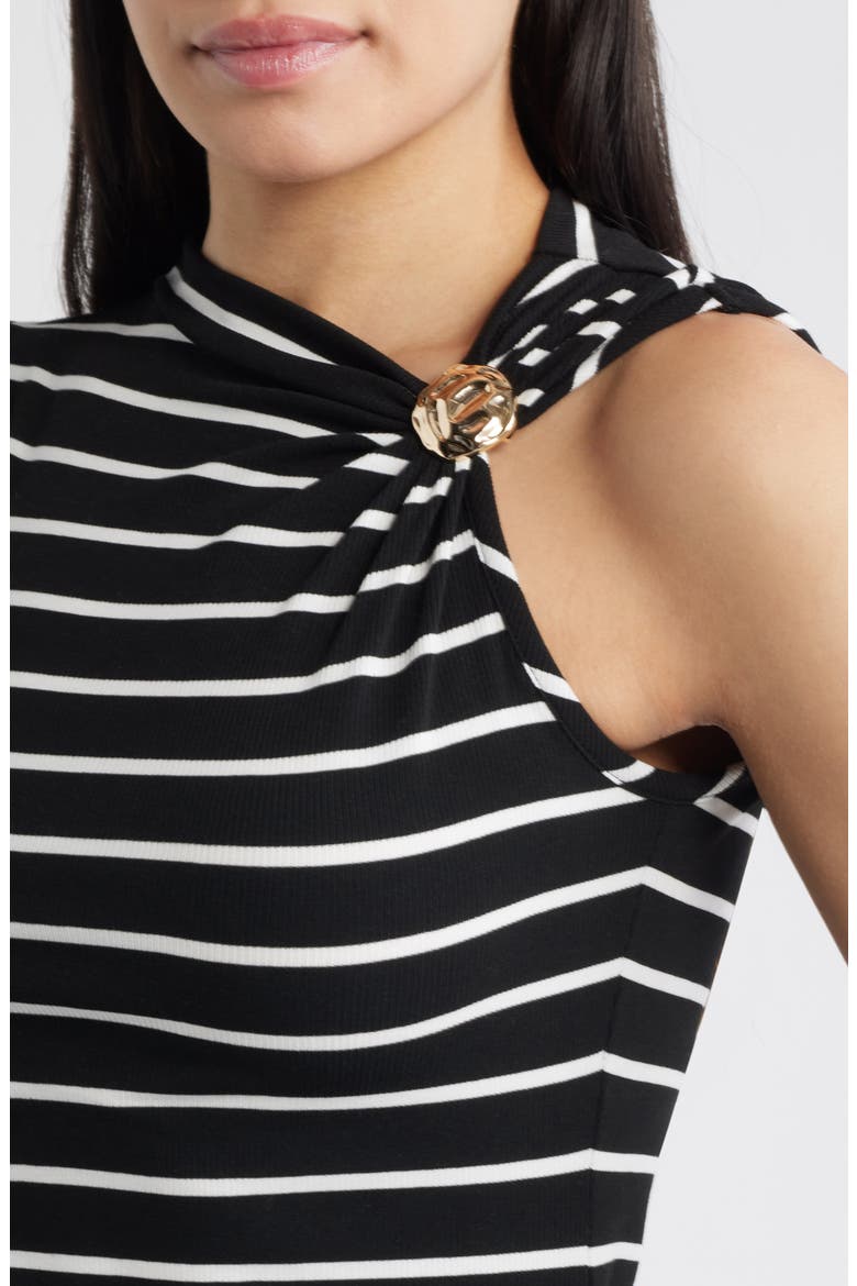Stripe Side Twist Rib Top, Alternate, color, BLACK/ IVORY