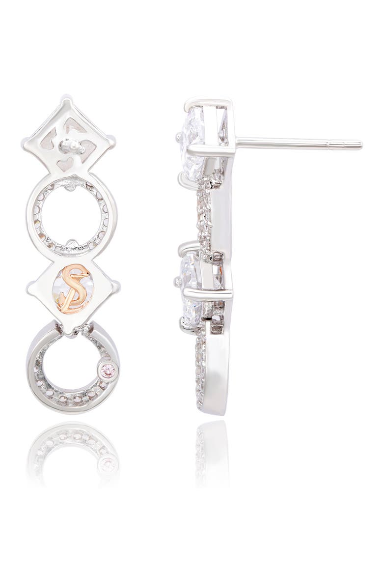 Sterling Silver CZ Link Drop Earrings, Alternate, color, WHITE