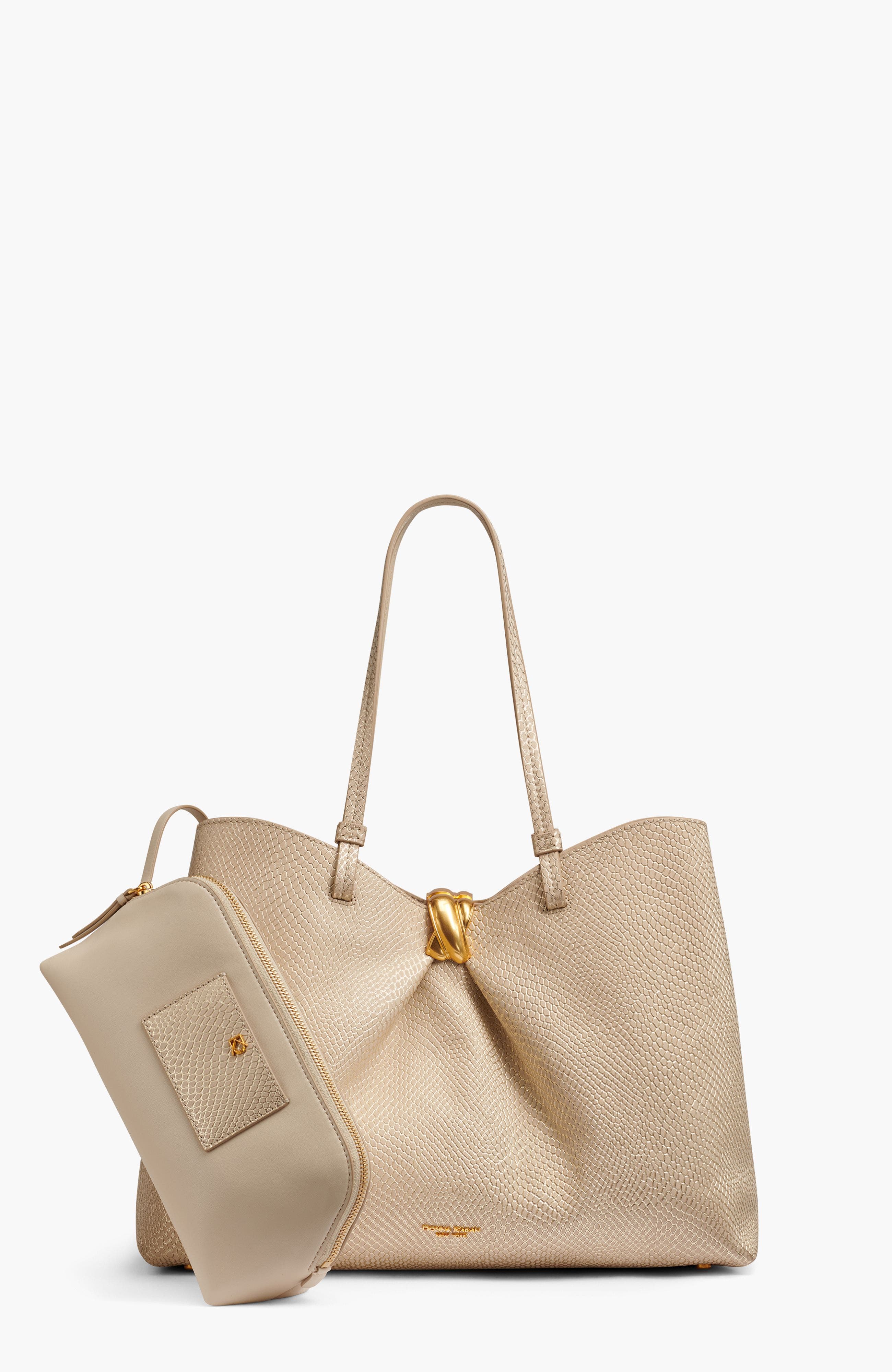 Donna Karan New York Cambric Snake Tote, Main, color, Metallic Bone