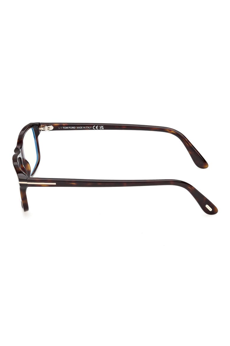 53mm Rectangular Blue Light Blocking Glasses, Alternate, color, CLASSIC DARK HAVANA / T LOGO