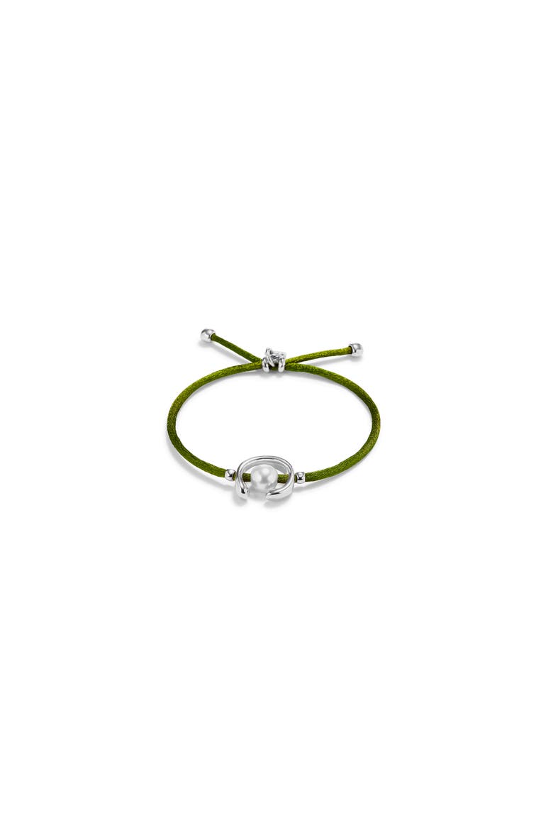 Green Thread Silver-plated Pearl Shell Bracelet, Main, color, Silver