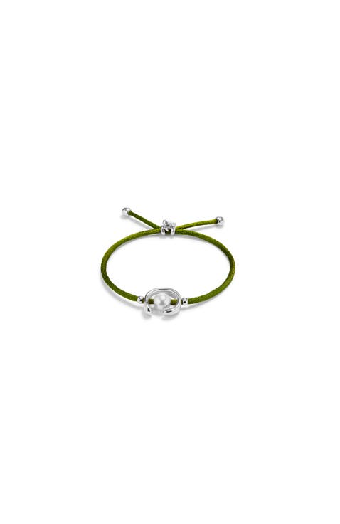 Green Thread Silver-plated Pearl Shell Bracelet