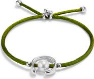 UNODE50 Green Thread Silver-plated Pearl Shell Bracelet