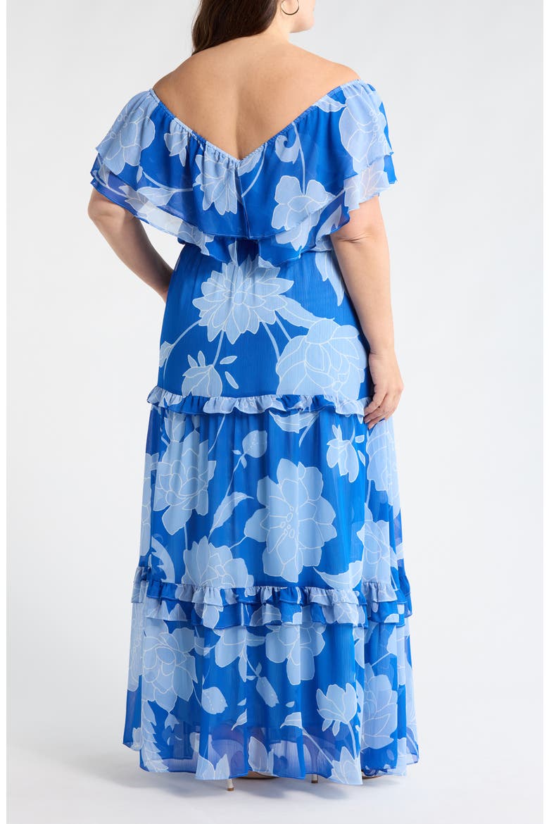 Seabloom Floral Gauri Off the Shoulder Maxi Dress, Alternate, color, COBALT-BLUE