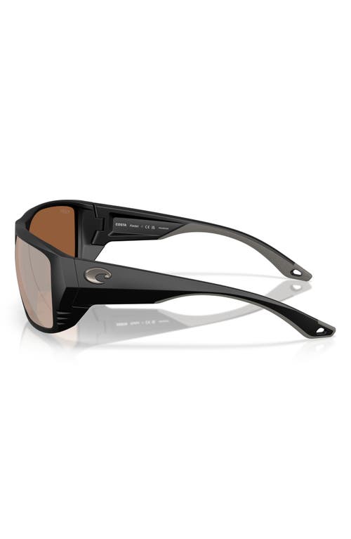 Costa Del Mar Blackfin Pro Copper Silver Mirror Polarized Glass Rectangular Men's Sunglasses 6s9078 In Black/copper Silver