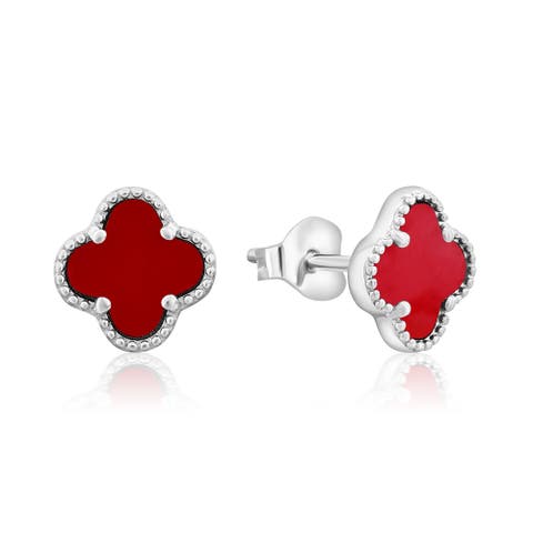 Sterling Silver Clover Stud Earrings