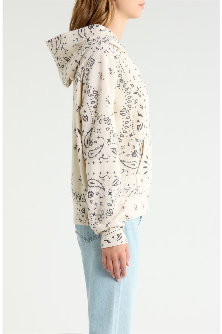 Bandana Front Zip Hoodie, Alternate, color, VINTAGE WHITE