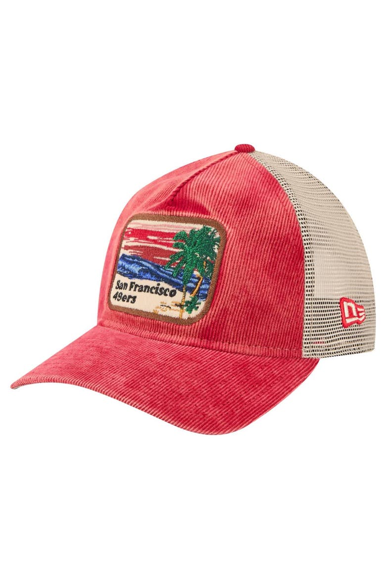 Men's New Era Scarlet/Cream San Francisco 49ers Vintage Landscape 9TWENTY A-Frame Adjustable Hat, Alternate, color, Scarlet
