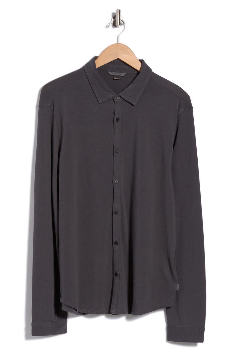 Clark Organic Cotton Button-Up Shirt, Main, color, DEEP CHARCOAL