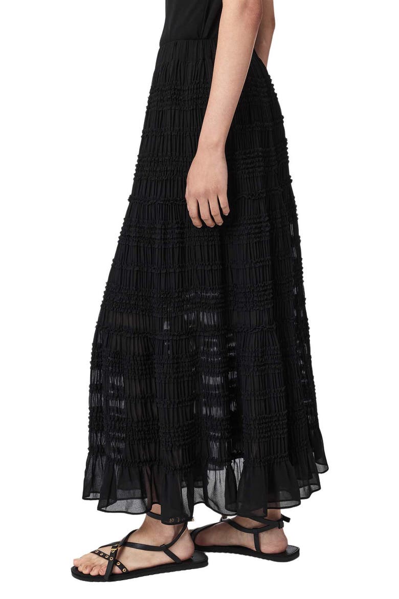 Lotus Tiered Maxi Skirt, Alternate, color, BLACK