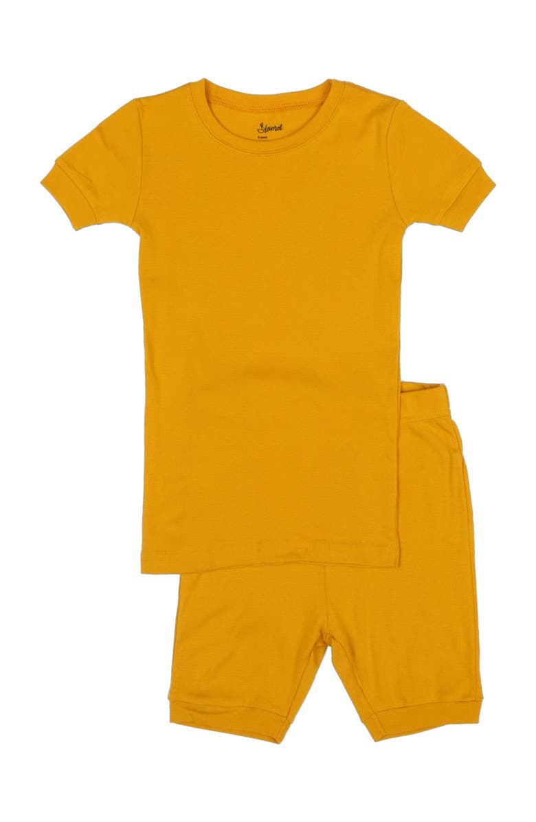 Leveret Kids Short Sleeve Cotton Solid Matching Family Pajamas, Main, color, Mustard