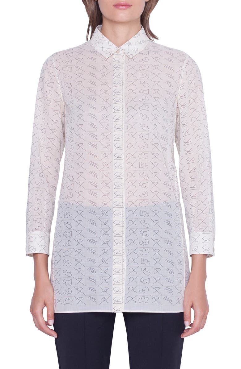 Akris Leporello Print Cotton Voile Shirt, Main, color,