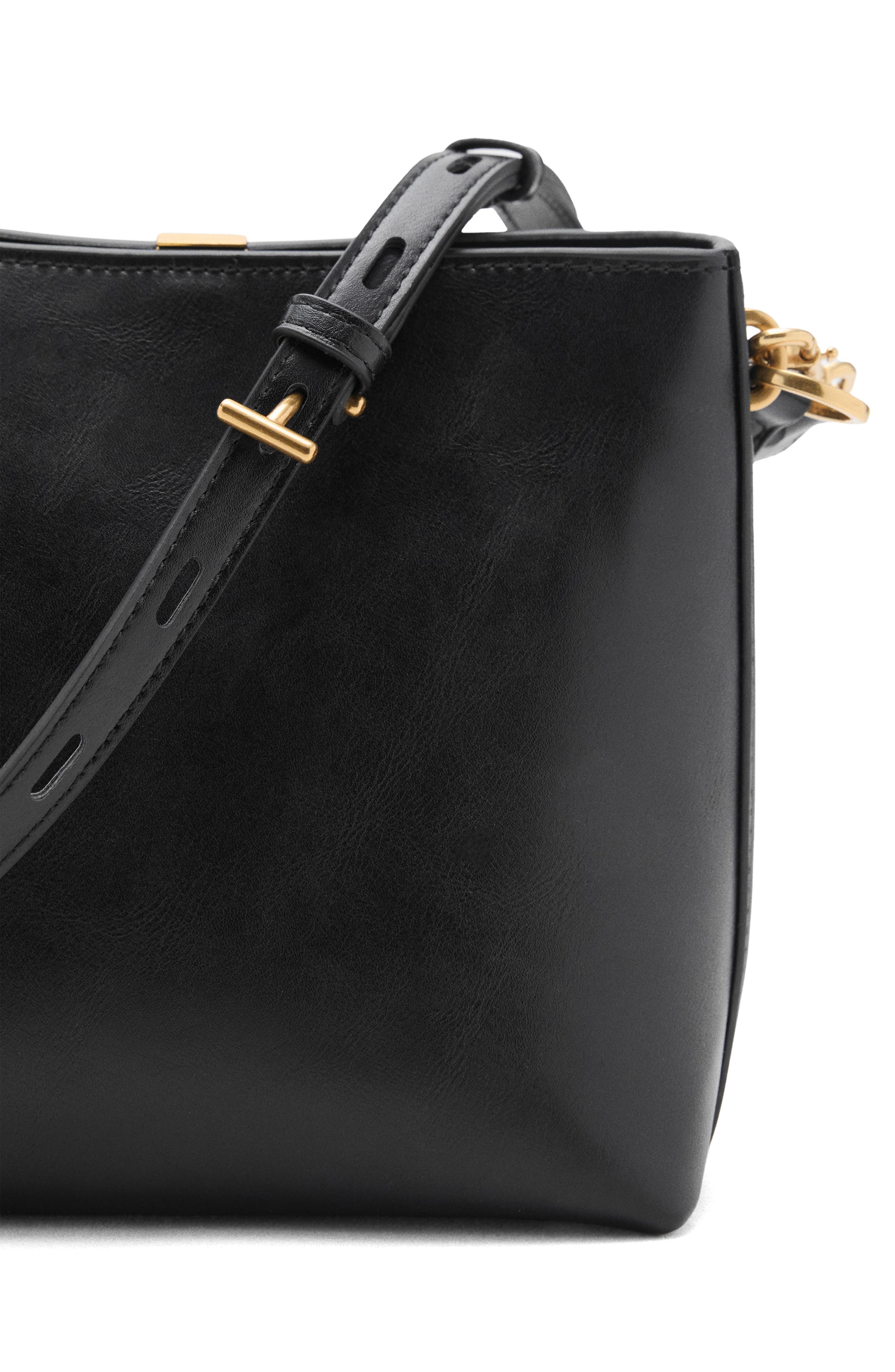 MANGO Faux Leather Bucket Bag, Alternate, color, 