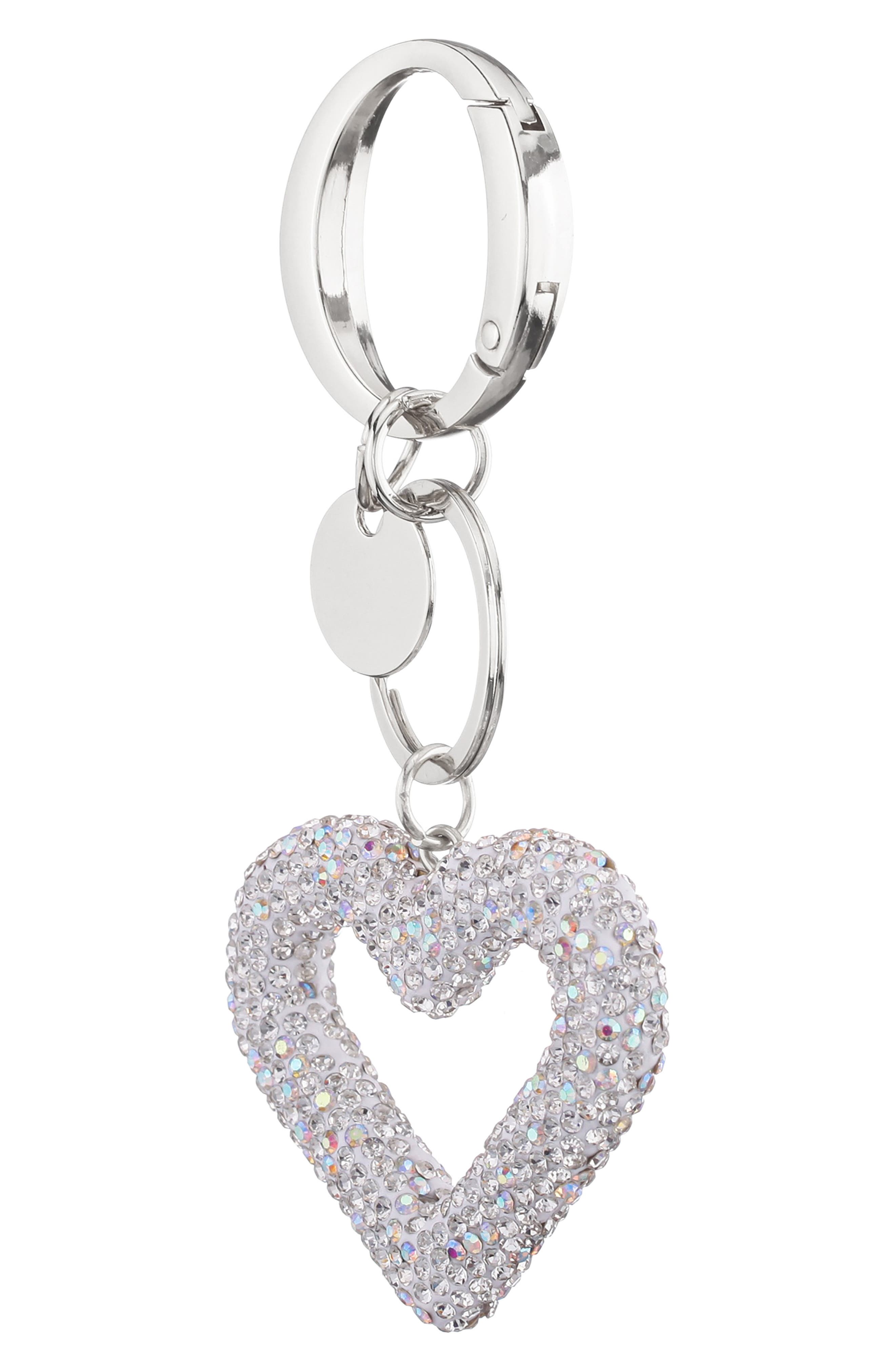 Corazon Crystal Heart Bag Charm, Alternate, color, SILVER