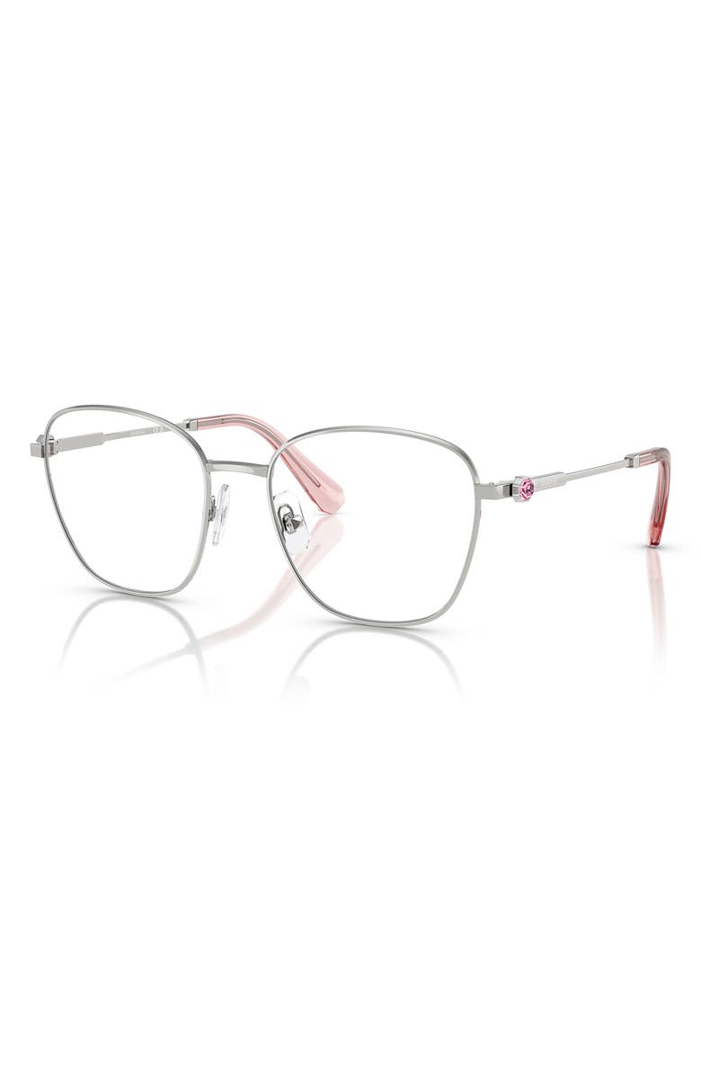 Swarovski 52mm Square Optical Glasses, Alternate, color, Silver